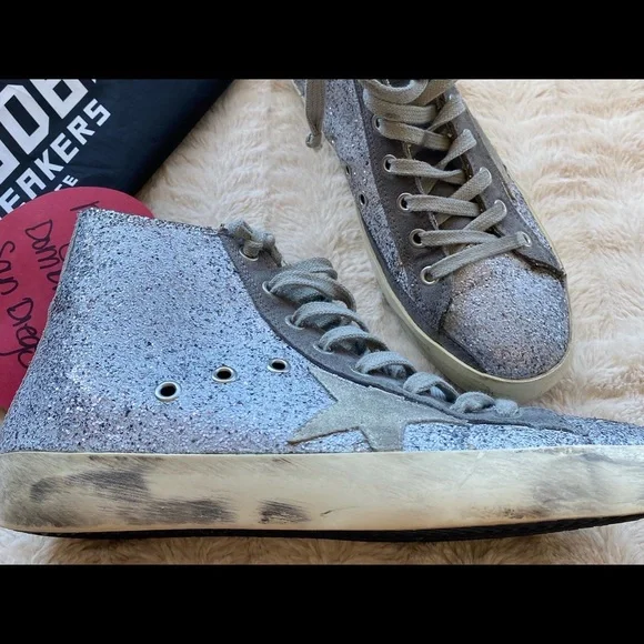 GOLDEN GOOSE GLITTER GREY SILVER FRANCYS EUC 38 - Picture 15 of 17